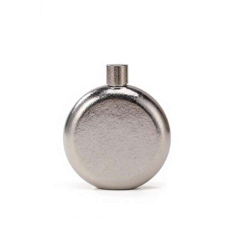 Custom round titanium hip flask