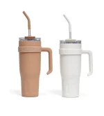 1100ml stainless steel cup with a straw