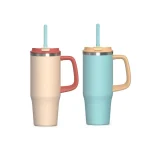 Large Capacity Insulated Tumbler With Ergonomic Handle & Straw
