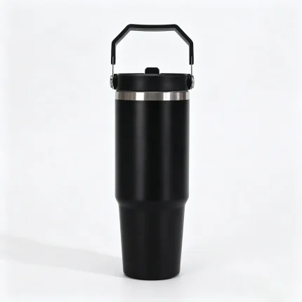 Portable Handle Insulated Tumbler Compatible With Car Cup Holders