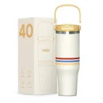 Customizable stainless steel cup with a handle