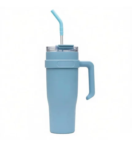 1100ml stainless steel cup with a straw