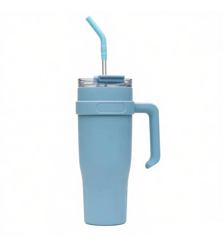 1100ml stainless steel cup with a straw