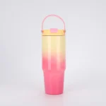 900ml Cup Holder Compatible Insulated Travel Tumbler With Handle, Custom Logo Stainless Steel Mug