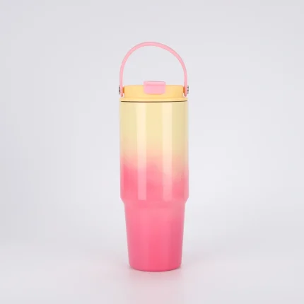 900ml Cup Holder Compatible Insulated Travel Tumbler With Handle, Custom Logo Stainless Steel Mug
