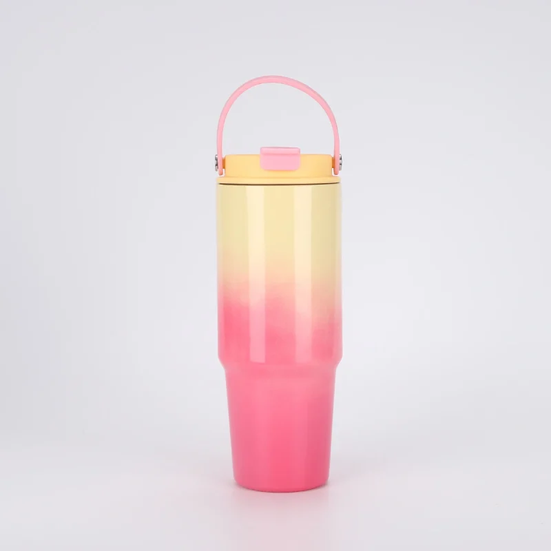 900ml Cup Holder Compatible Insulated Travel Tumbler With Handle, Custom Logo Stainless Steel Mug