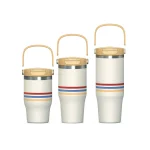 Customizable stainless steel cup with a handle