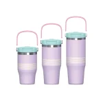 Customizable stainless steel cup with a handle