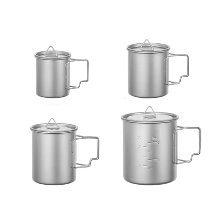 Portable Foldable Handle Titanium Outdoor Mug