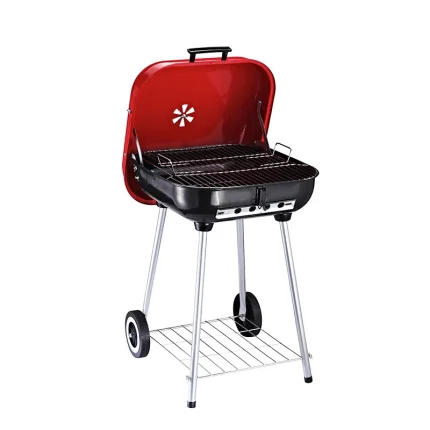 Freestanding Charcoal BBQ Grill with Wheels and Lid