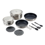 11Pcs 304 Stainless Steel Camping Cookware Set for Family Backpacking