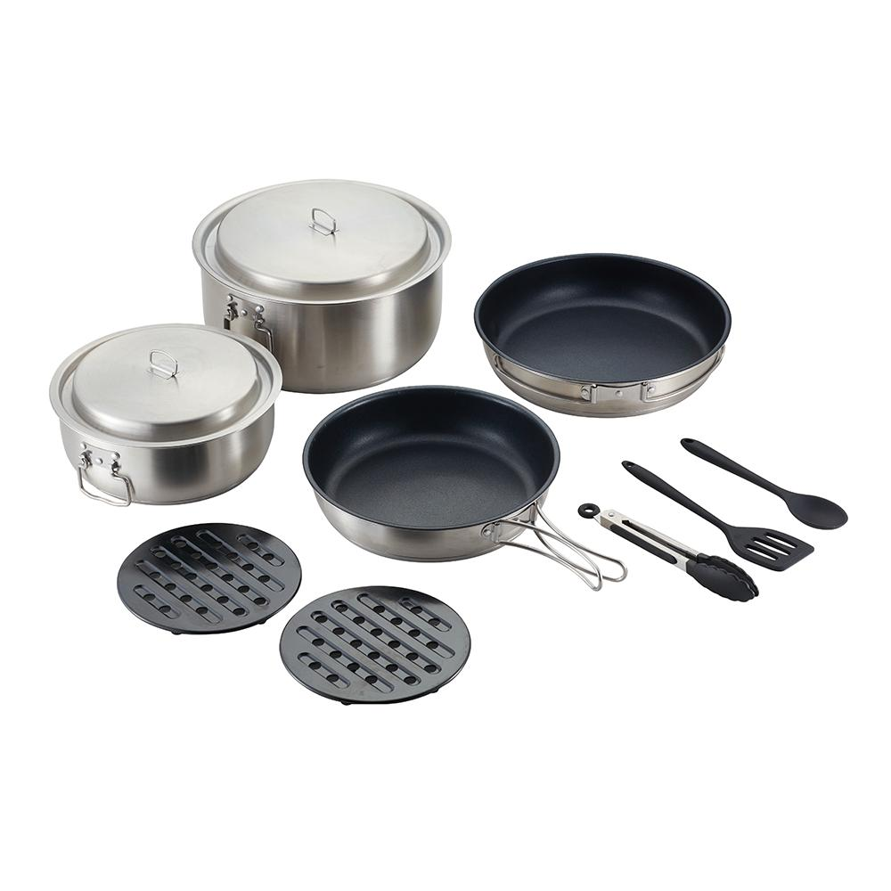 11111 11Pcs 304 Stainless Steel Camping Cookware Set for Family Backpacking - Image 1