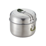 5Pcs 304 Stainless Steel Camping Pot & Frying Pan Set - L Size