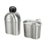1.2L 304 Stainless Steel Canteen Set with 0.8L Drinking Cup - Image 2