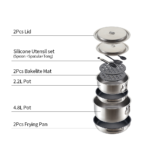 11Pcs 304 Stainless Steel Camping Cookware Set for Family Backpacking - Image 2