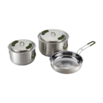 5Pcs 304 Stainless Steel Camping Pot & Frying Pan Set - L Size - Image 3