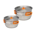 304 Stainless Steel Camping Cookware Set, Mirror Polished Pot & Frying Pan Kit with Encapsulated Bottom for Camp Cooking - Image 3
