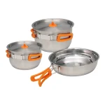 304 Stainless Steel Camping Cookware Set, Mirror Polished Pot & Frying Pan Kit with Encapsulated Bottom for Camp Cooking - Image 2