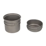 Ultralight Pure Titanium Camping Cookware Set, Non‑Toxic Corrosion‑Resistant Titanium Pot with Lid & Folding Handle