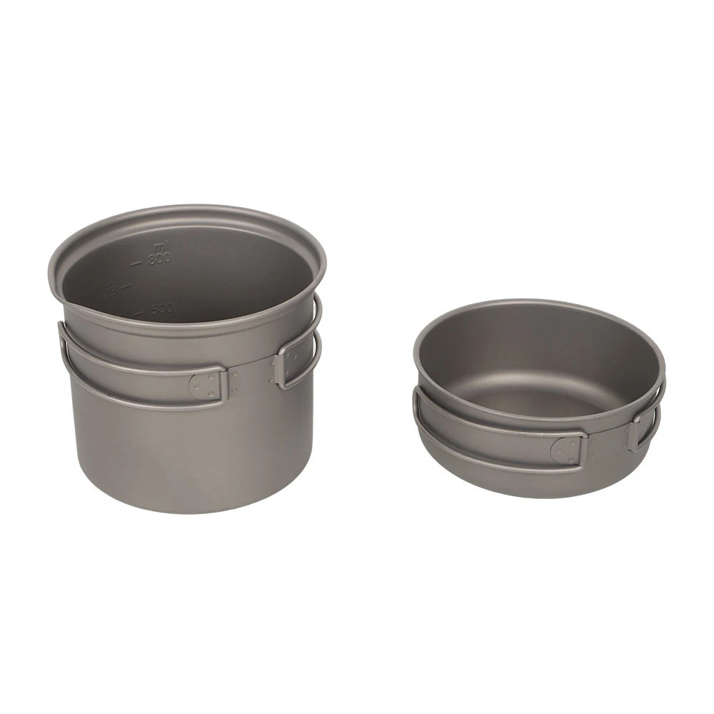 gerd Ultralight Pure Titanium Camping Cookware Set, Non‑Toxic Corrosion‑Resistant Titanium Pot with Lid & Folding Handle - Image 1