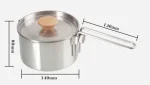 304 Stainless Steel Camping Kettle Pot, Lightweight Outdoor Hanging Cookware with Wooden Handle & Mesh Bag - Image 2