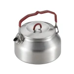 1L 304 Stainless Steel Outdoor Camping Kettle, Portable Boiling Water Teapot for Hiking