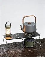 1.1L Aluminum Camping Kettle with Wooden Handle, Portable Outdoor Teapot for Camping Picnic - Image 2