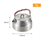 1L 304 Stainless Steel Outdoor Camping Kettle, Portable Boiling Water Teapot for Hiking - Image 2