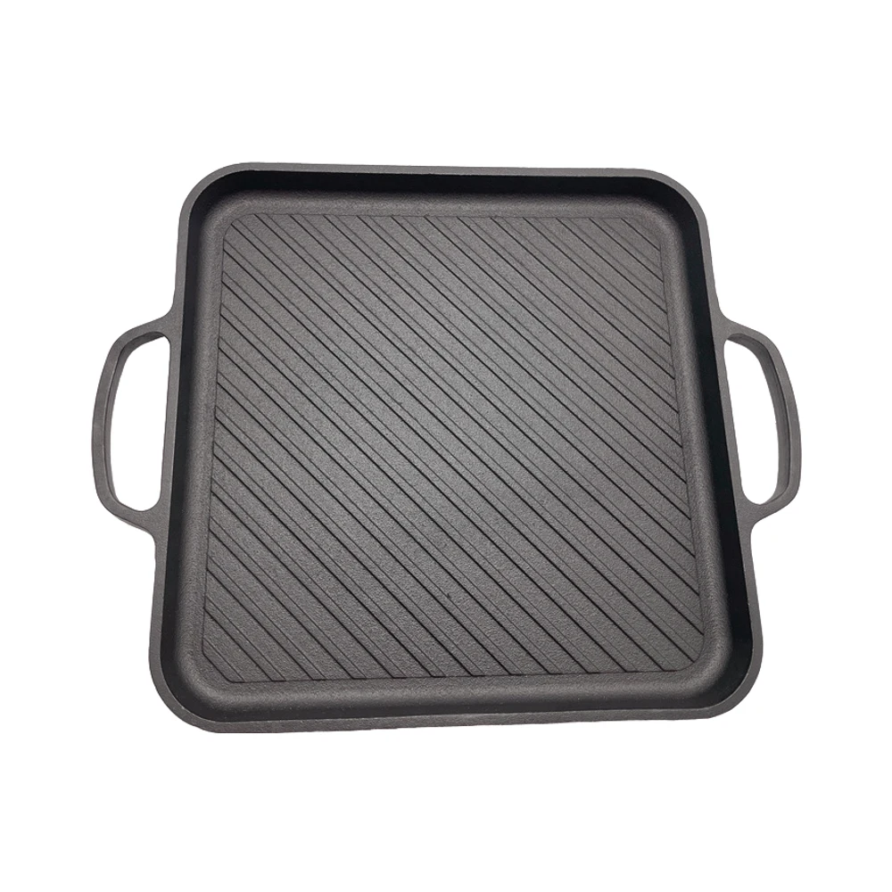 jytd Square Cast Iron Grill Plate 34.5cm Reversible BBQ Griddle Pan with Dual Handles - Image 1