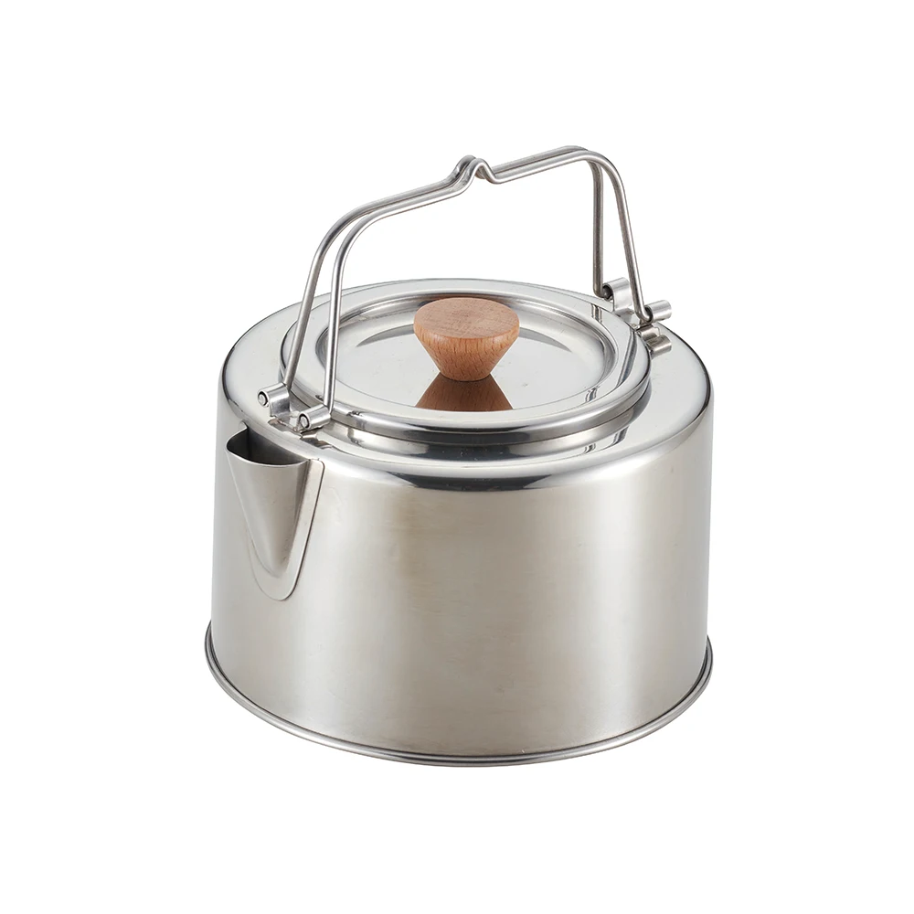 mkjytgf Portable Stainless Steel Camping Coffee Kettle, Outdoor Water Boiling Teapot with Filter - Image 1