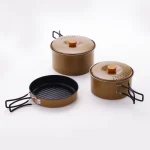 3‑Piece 304 Stainless Steel Camping Cookware Set, Portable Nesting Pots & Frying Pan Kit for Outdoor Picnic Camping - Image 3