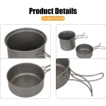 Ultralight Pure Titanium Camping Cookware Set, Non‑Toxic Corrosion‑Resistant Titanium Pot with Lid & Folding Handle - Image 3