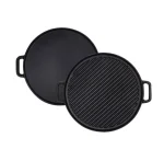 Round Cast Iron Reversible Grill Plate 30cm BBQ Griddle Pan for Camping & Charcoal Grill - Image 2