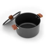 Large‑Capacity Hard Anodized Aluminum Camping Pot, Lightweight Portable Outdoor Cookware 2.8L–4L for Group Camping