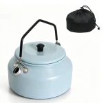 0.9L Lightweight Aluminum Camping Kettle with Silicone Anti‑Scald Handle, Portable Outdoor Water Pot