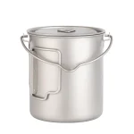 750ml Pure Titanium Camping Hanging Pot, Ultralight Single‑Person Cookware with Lid, Folding Handle & Hanging Loop - Image 2